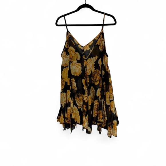 Free People Black and Yellow Floral sheer dress - Picture 3 of 4